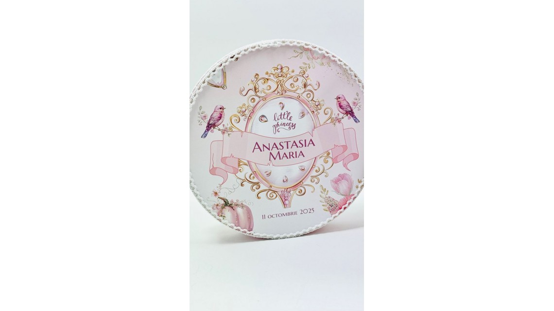 Trusou botez Princess Pink tematică prințesă, elegant și brodat 1
